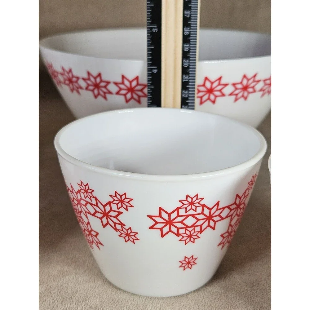Set Of 6 IKEA Milk Glass Snowflake Bowls 2017 Nordic Snowflakes NEW